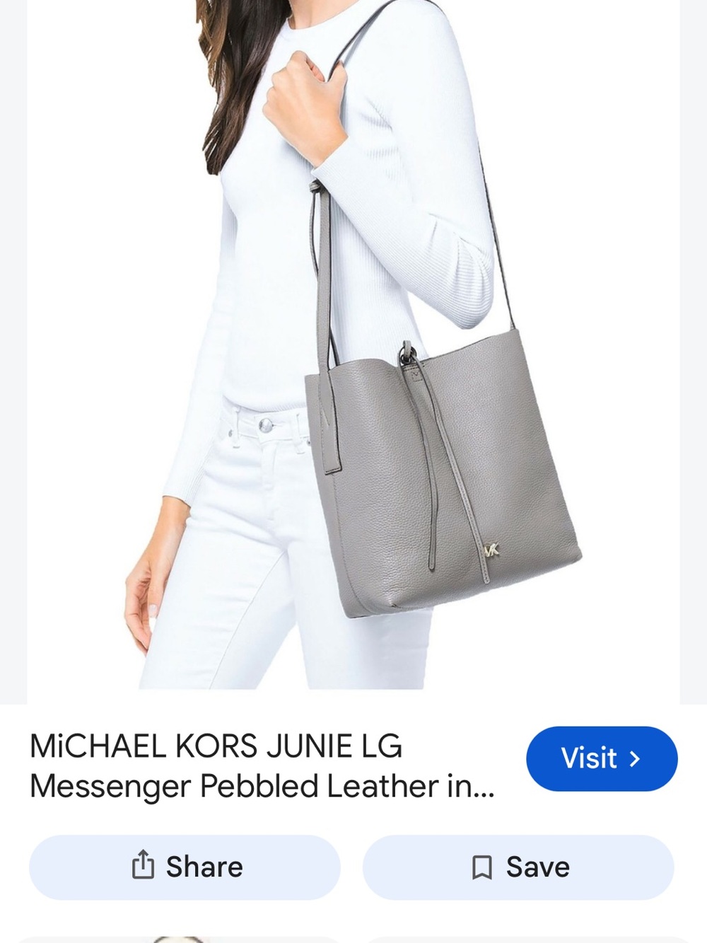 Michael Kors Pebbled Leather Junie Shoulder Bag - Gray